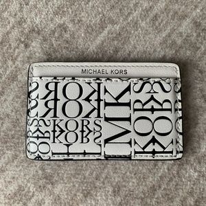 Michale Kors White & Black Logo Card Case